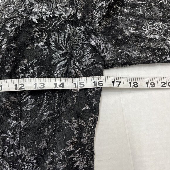 Vintage Vie By Victoria Top Womens 6 Black Silver Metallic Babydoll Whimsigoth - Picture 5 of 8